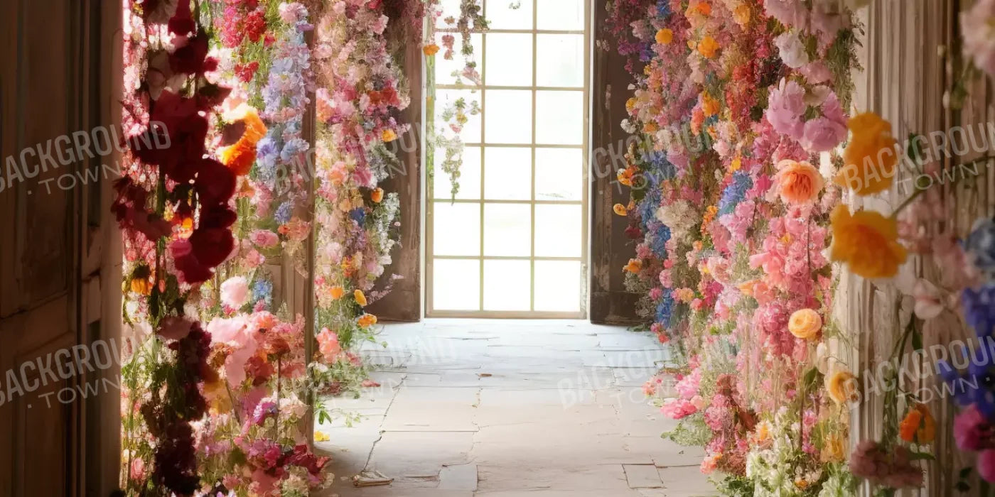 Flower Garland Hallway 1 16’X8’ Ultracloth (192 X 96 Inch) Backdrop