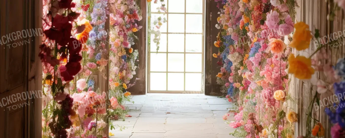Flower Garland Hallway 1 20’X8’ Ultracloth (240 X 96 Inch) Backdrop
