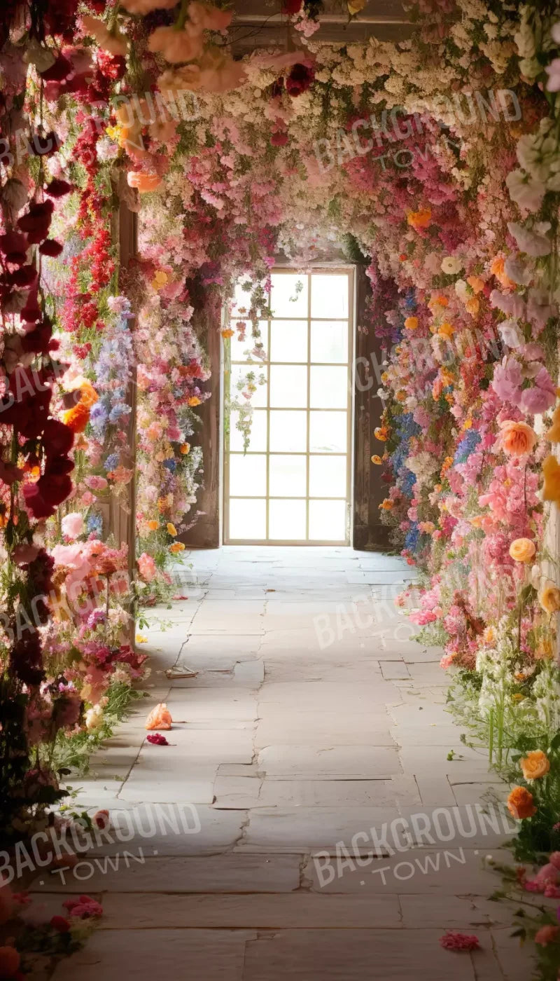 Flower Garland Hallway 1 8’X14’ Ultracloth (96 X 168 Inch) Backdrop