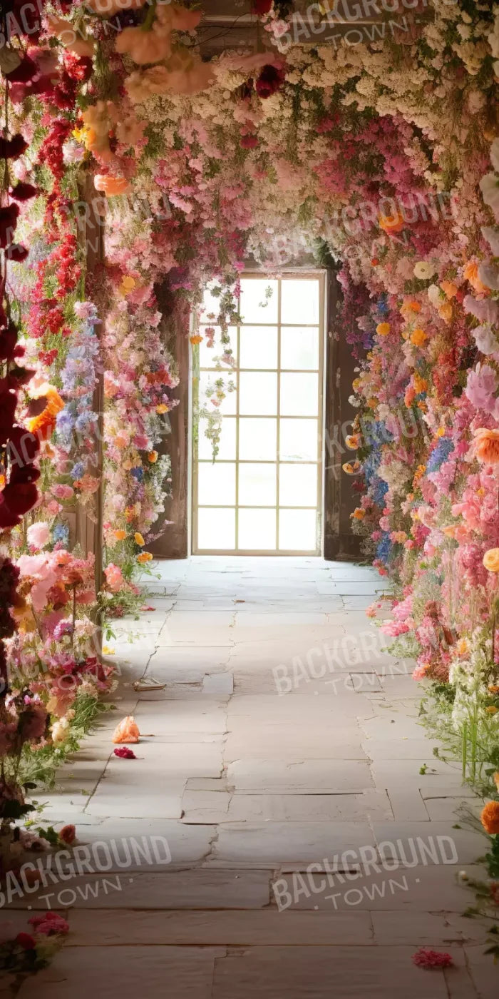 Flower Garland Hallway 1 8’X16’ Ultracloth (96 X 192 Inch) Backdrop