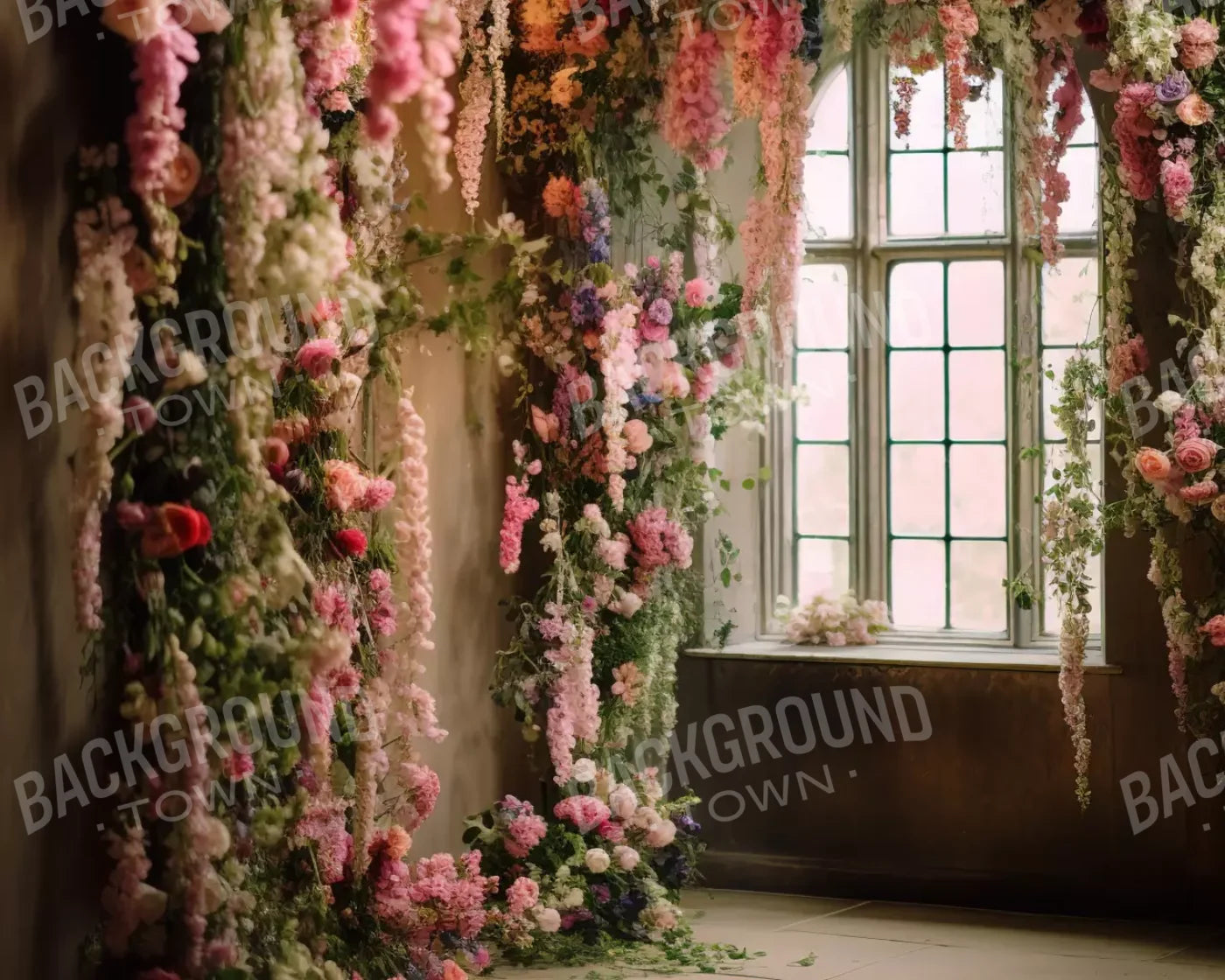 Flower Garland Room 10’X8’ Fleece (120 X 96 Inch) Backdrop