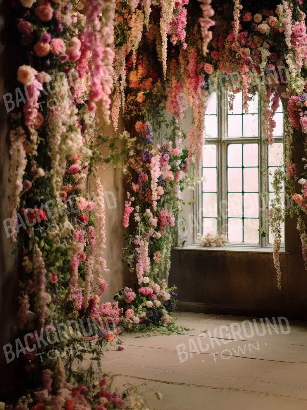 Flower Garland Room 5’X6’8 Fleece (60 X 80 Inch) Backdrop