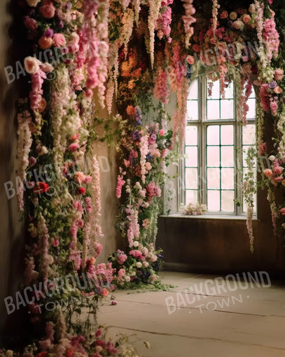 Flower Garland Room 8’X10’ Fleece (96 X 120 Inch) Backdrop