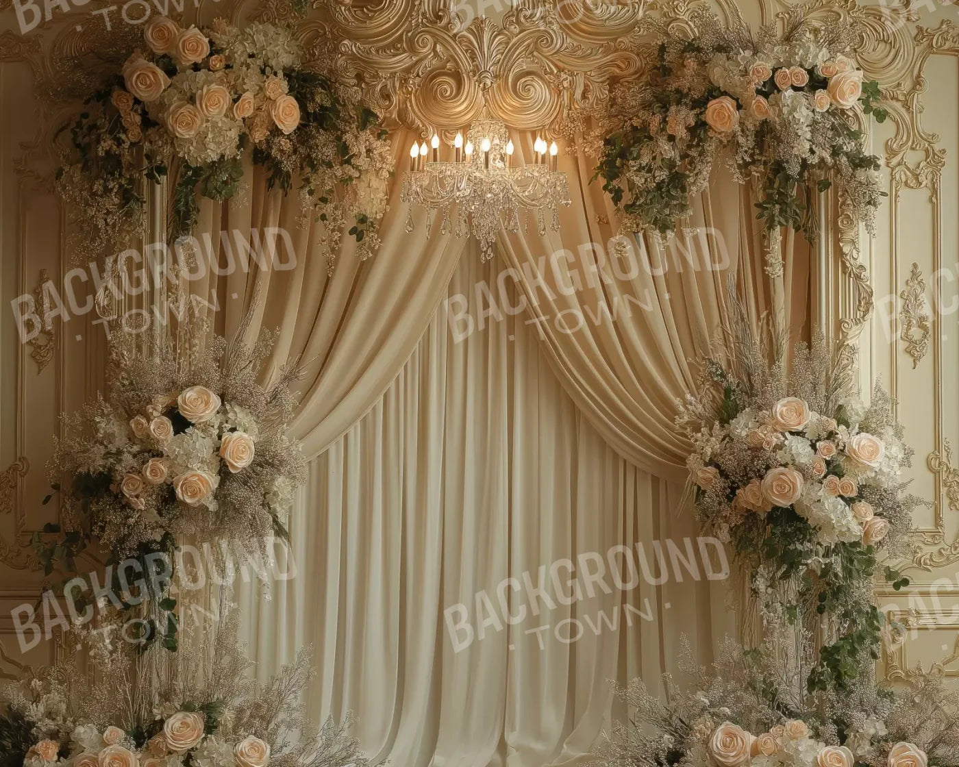 Flower Shrouded Alcove 10’X8’ Fleece (120 X 96 Inch) Backdrop