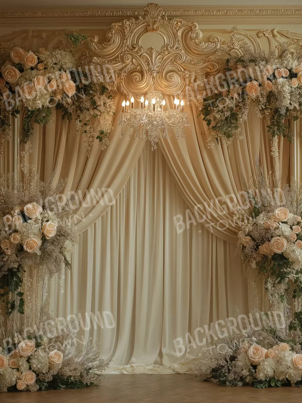 Flower Shrouded Alcove 6’X8’ Fleece (72 X 96 Inch) Backdrop