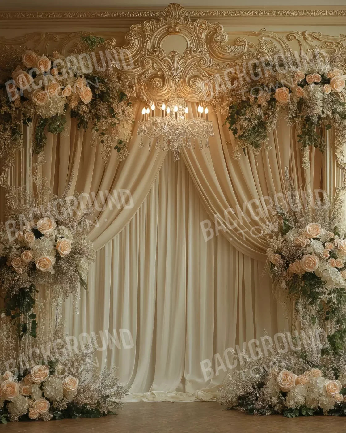 Flower Shrouded Alcove 8’X10’ Fleece (96 X 120 Inch) Backdrop