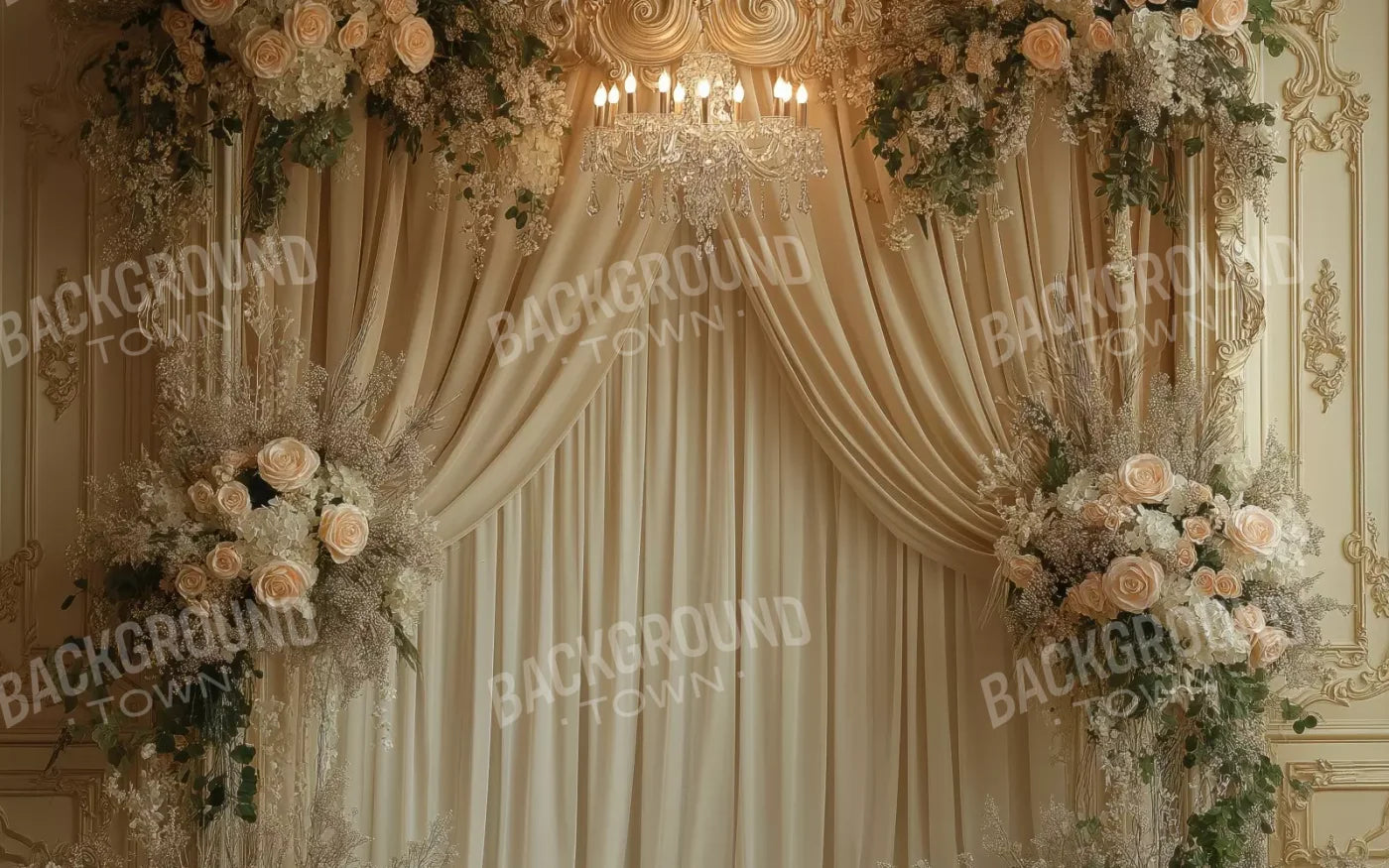 Flower Shrouded Alcove 8’X5’ Ultracloth (96 X 60 Inch) Backdrop