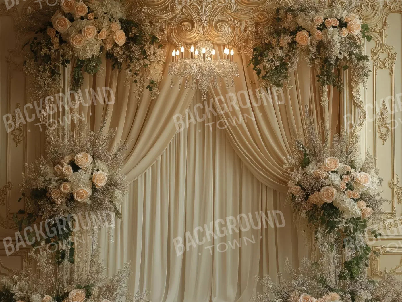 Flower Shrouded Alcove 8’X6’ Fleece (96 X 72 Inch) Backdrop