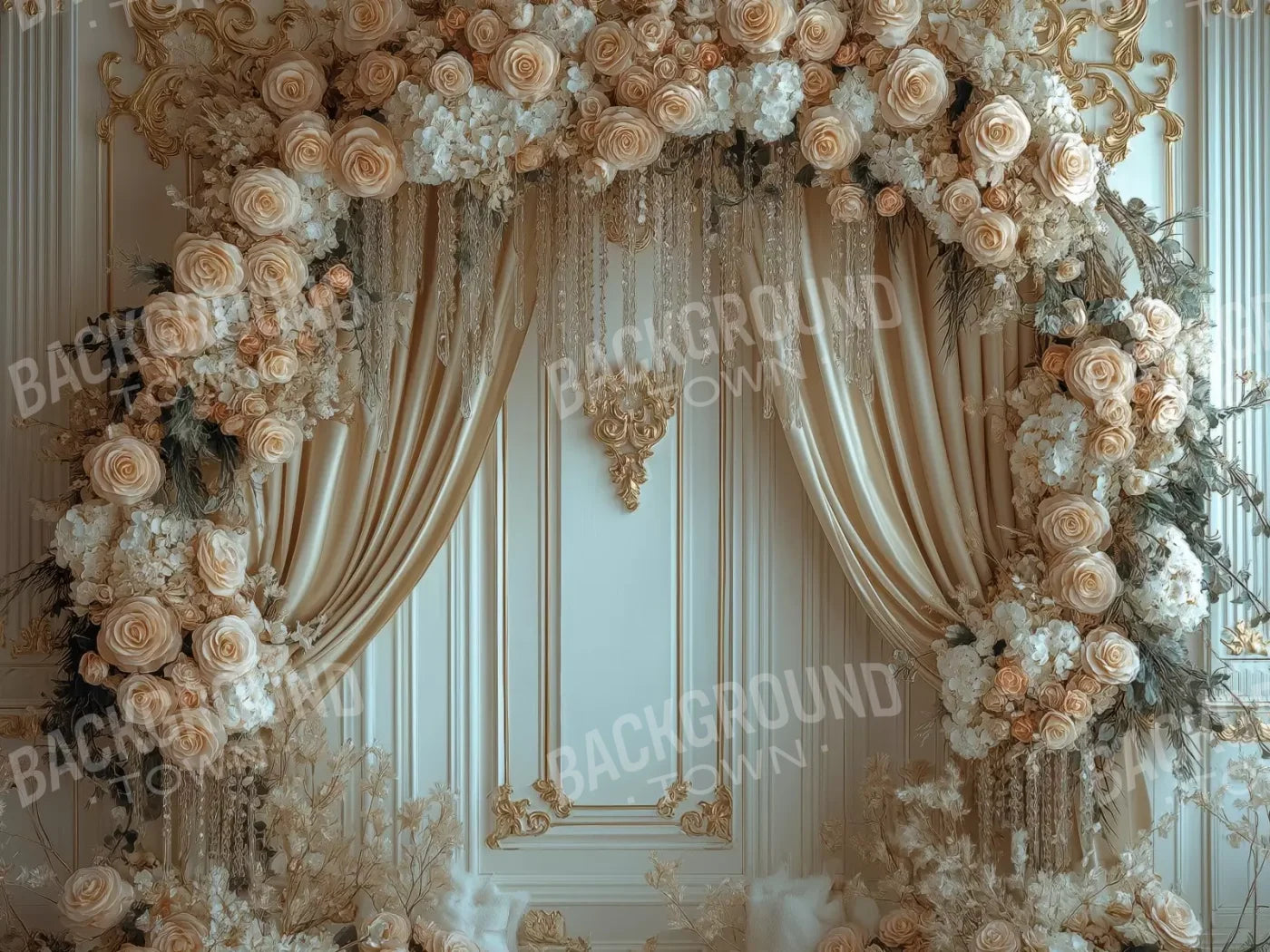 Flowered Alcove 6’8X5’ Fleece (80 X 60 Inch) Backdrop