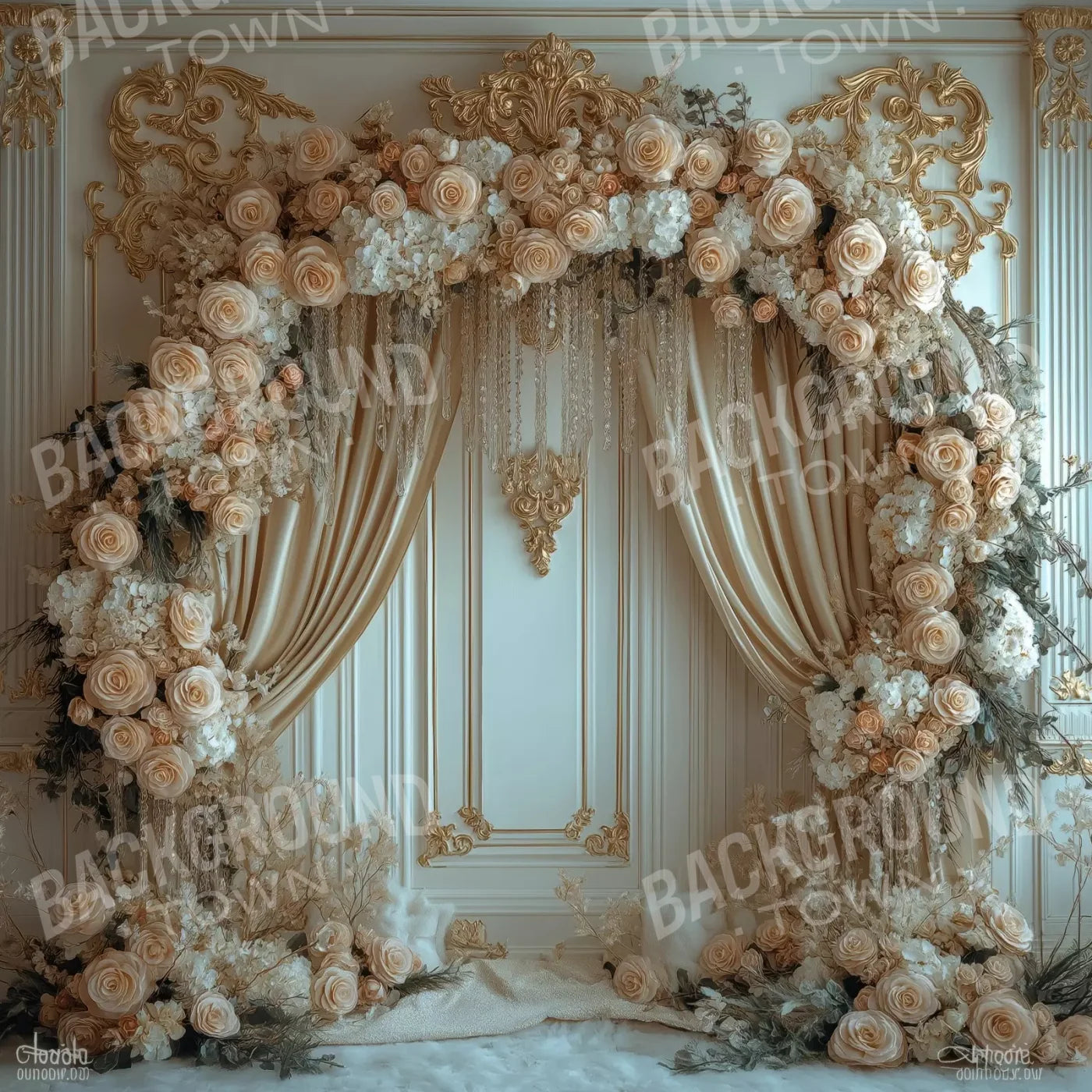Flowered Alcove 8’X8’ Fleece (96 X Inch) Backdrop