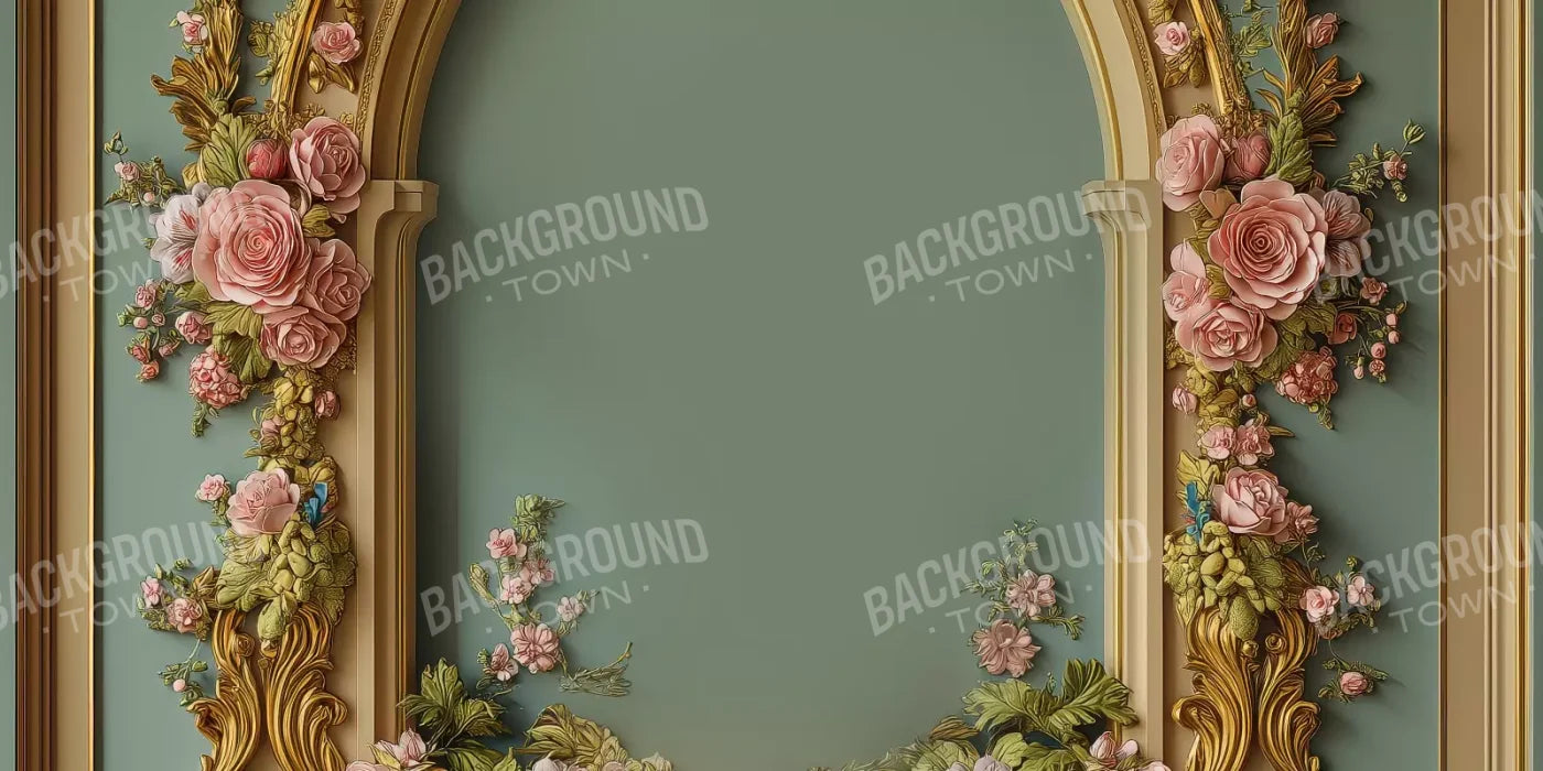 Flowered Arch On Pastel Green Wall 20’X10’ Ultracloth (240 X 120 Inch) Backdrop