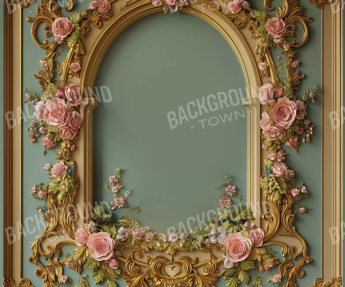 Flowered Arch On Pastel Green Wall 5’X4’2 Fleece (60 X 50 Inch) Backdrop