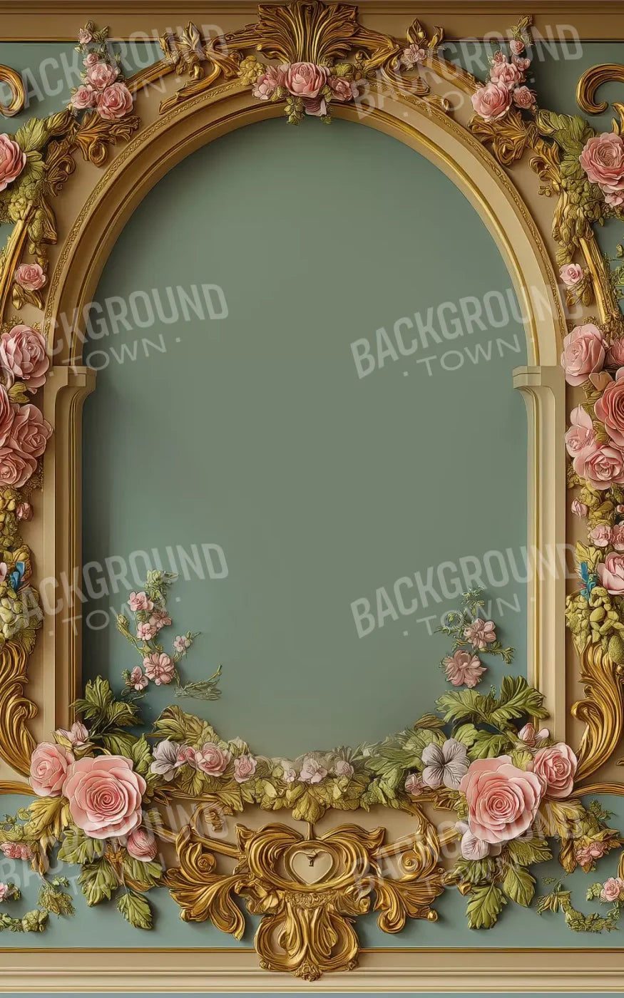 Flowered Arch On Pastel Green Wall 5’X8’ Ultracloth (60 X 96 Inch) Backdrop