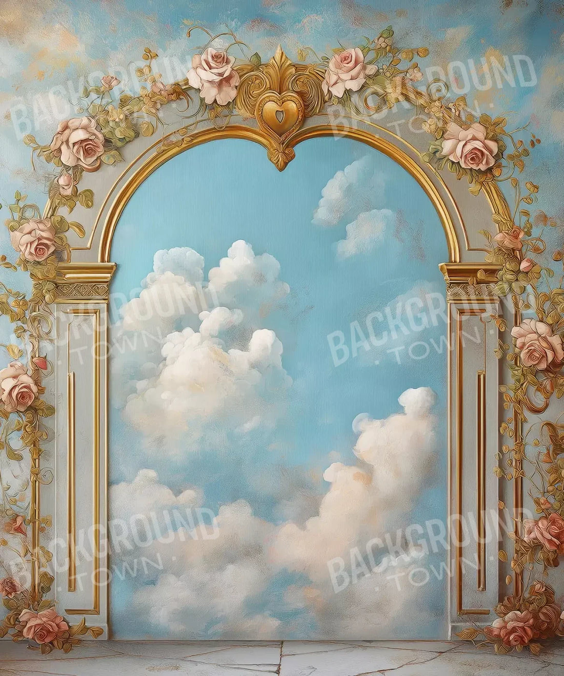 Blue White Gold Pink   Backdrop for Photography
