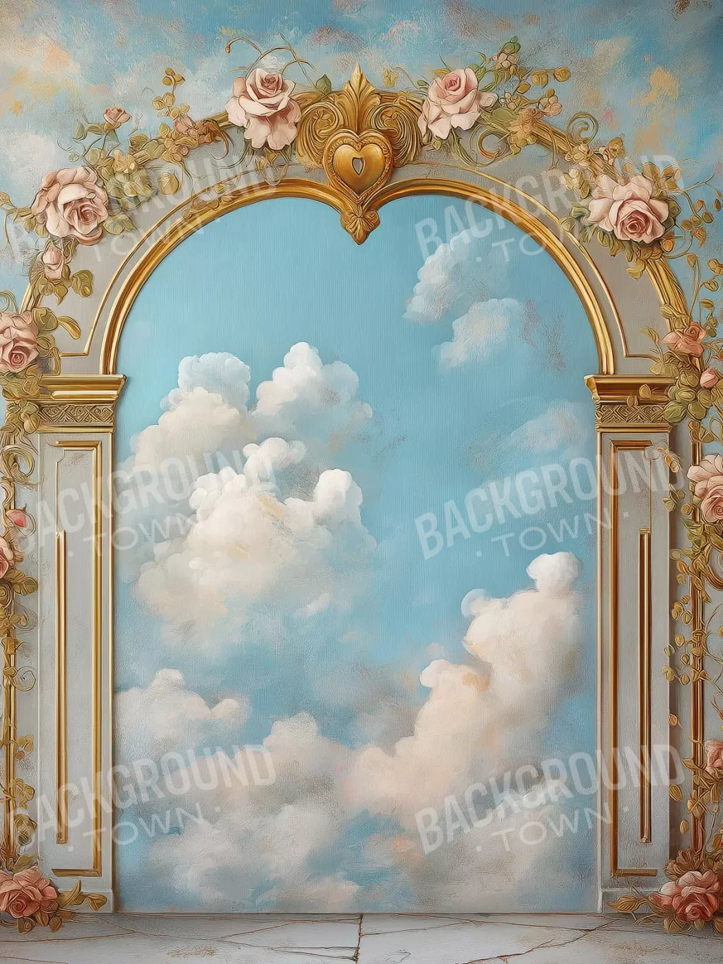 Flowered Arch Over Sky 5’X6’8 Fleece (60 X 80 Inch) Backdrop