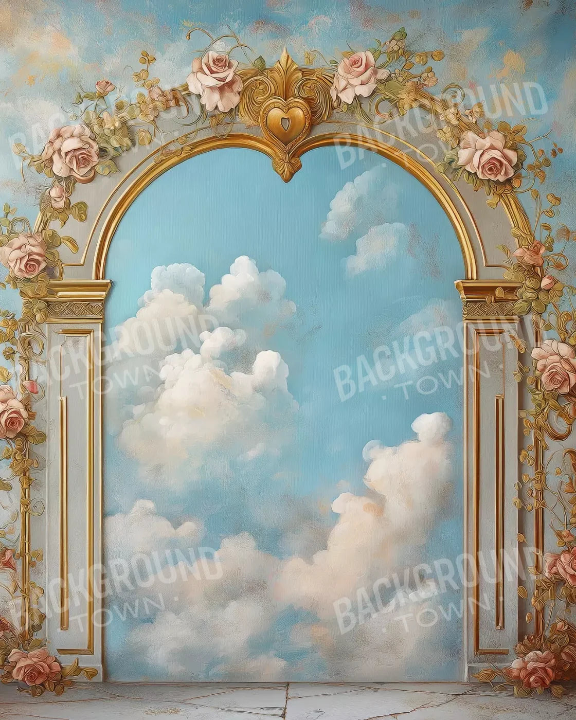 Flowered Arch Over Sky 8’X10’ Fleece (96 X 120 Inch) Backdrop