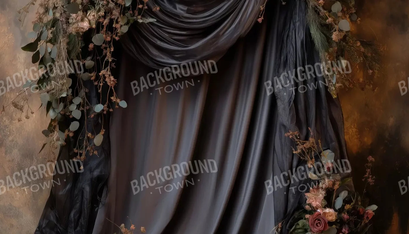 Flowered Black Backdrop 14’X8’ Ultracloth (168 X 96 Inch)