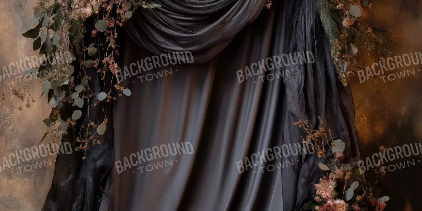 Flowered Black Backdrop 16’X8’ Ultracloth (192 X 96 Inch)