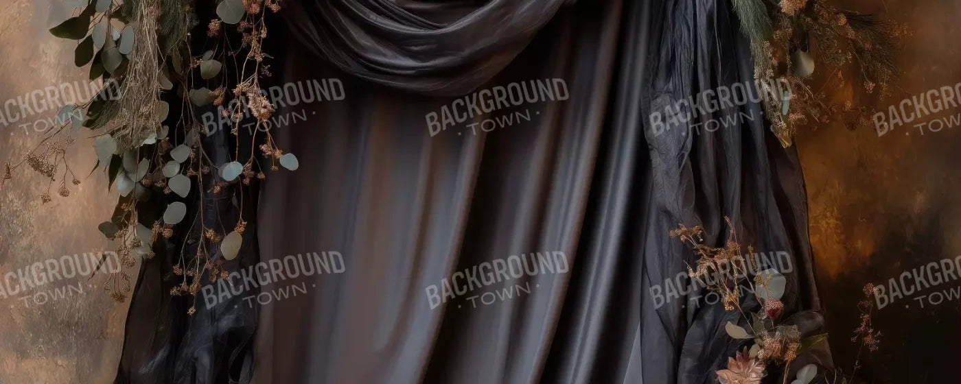 Flowered Black Backdrop 20’X8’ Ultracloth (240 X 96 Inch)