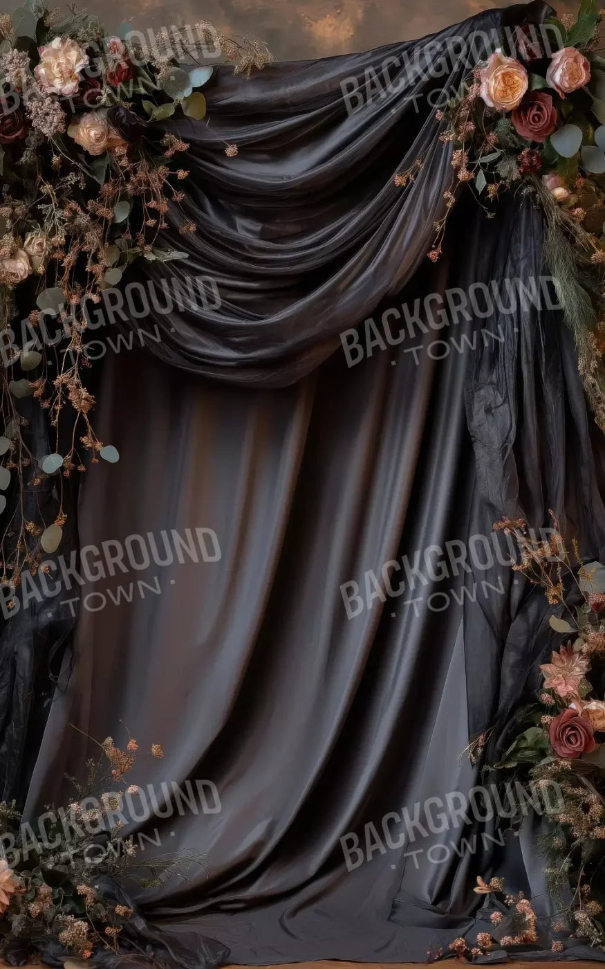 Flowered Black Backdrop 5’X8’ Ultracloth (60 X 96 Inch)