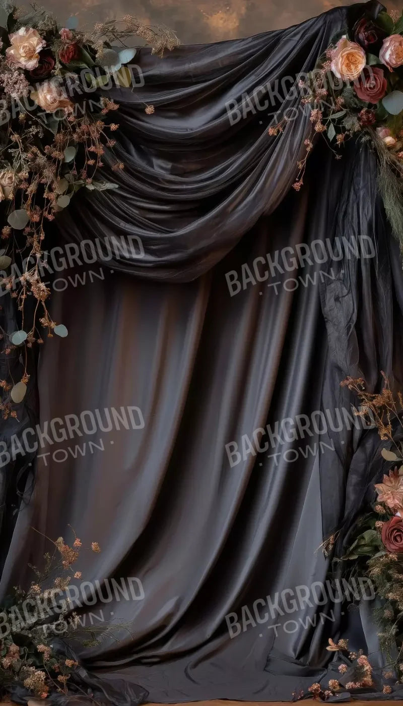 Flowered Black Backdrop 8’X14’ Ultracloth (96 X 168 Inch)