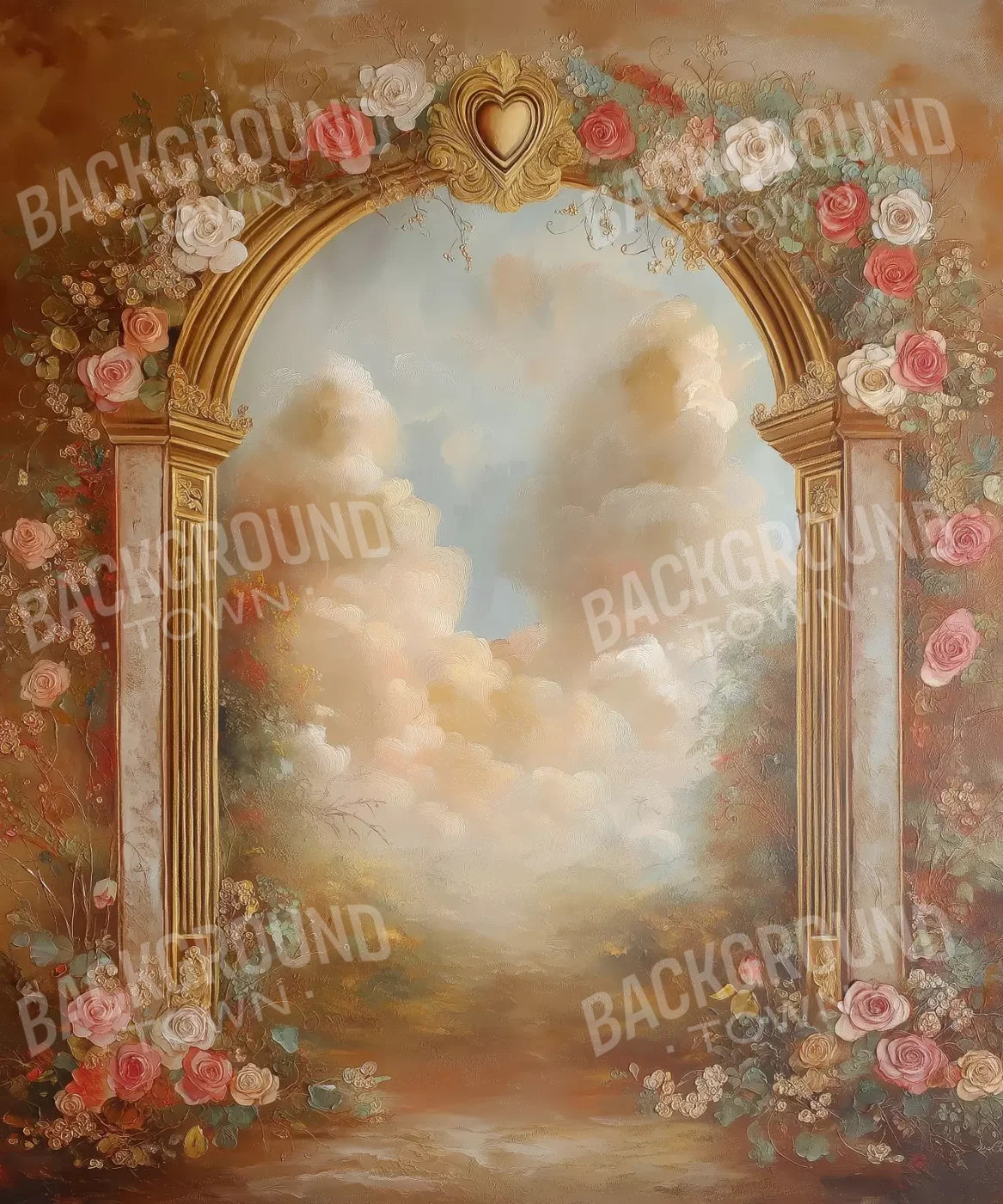 Flowered Wall Archway 10’X12’ Ultracloth (120 X 144 Inch) Backdrop