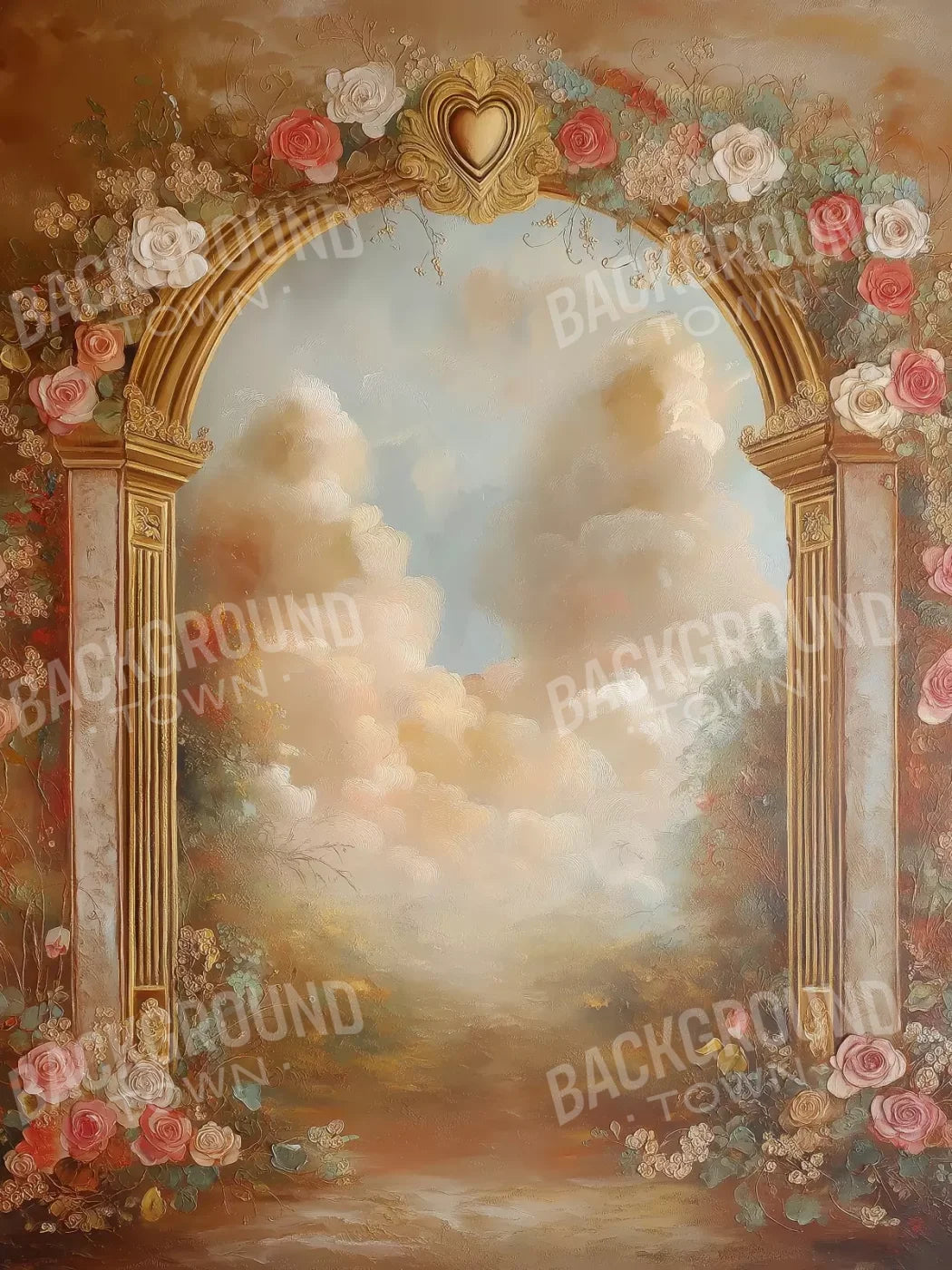 Flowered Wall Archway 5’X6’8 Fleece (60 X 80 Inch) Backdrop