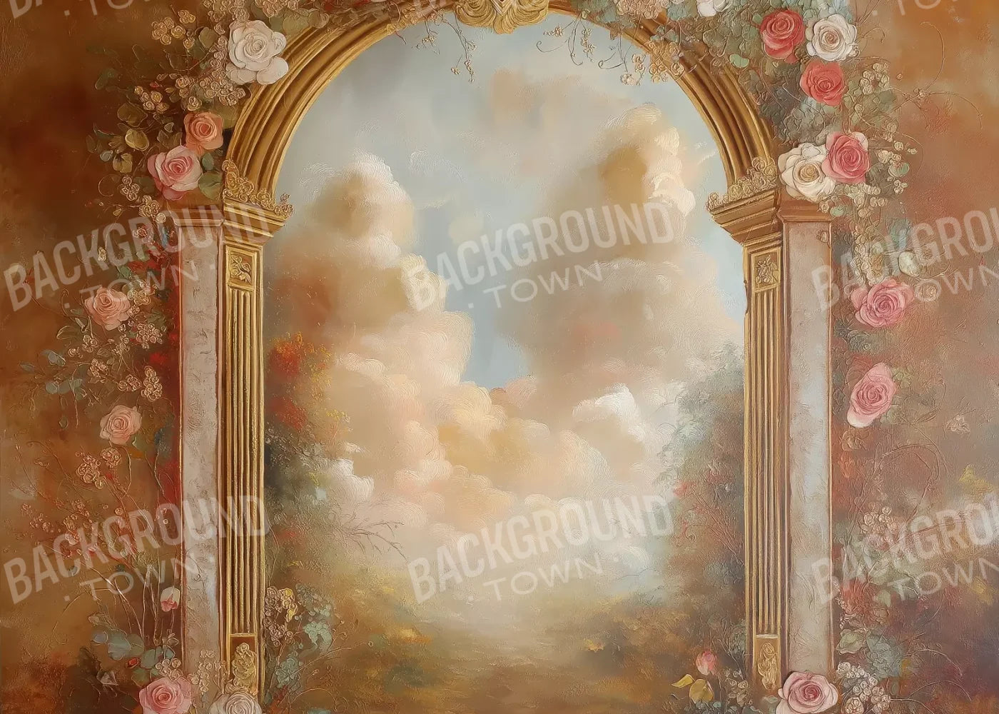 Flowered Wall Archway 7’X5’ Ultracloth (84 X 60 Inch) Backdrop