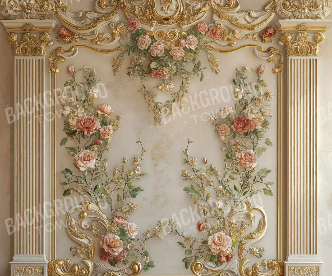Flowers Climbing Gold Wall 12’X10’ Ultracloth (144 X 120 Inch) Backdrop