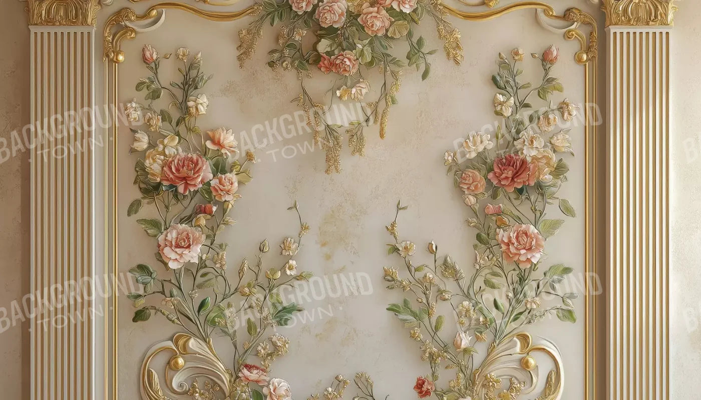 Flowers Climbing Gold Wall 14’X8’ Ultracloth (168 X 96 Inch) Backdrop
