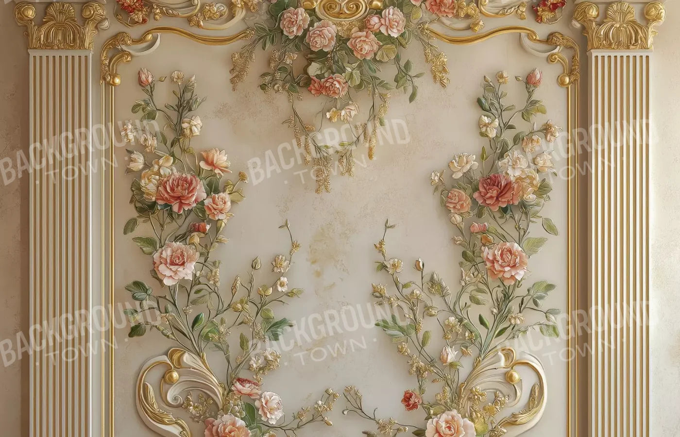 Flowers Climbing Gold Wall 14’X9’ Ultracloth (168 X 108 Inch) Backdrop