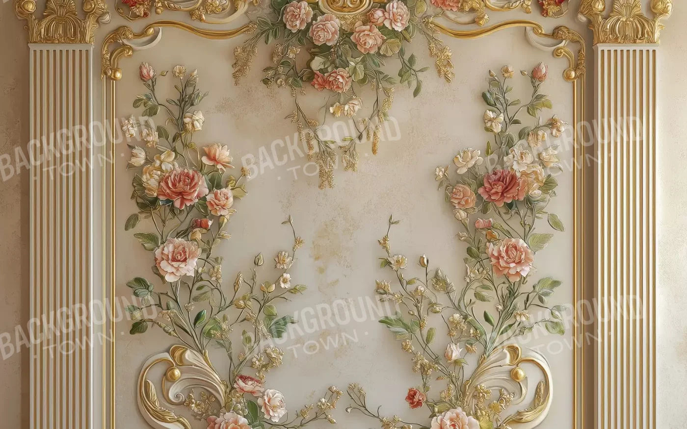 Flowers Climbing Gold Wall 16’X10’ Ultracloth (192 X 120 Inch) Backdrop
