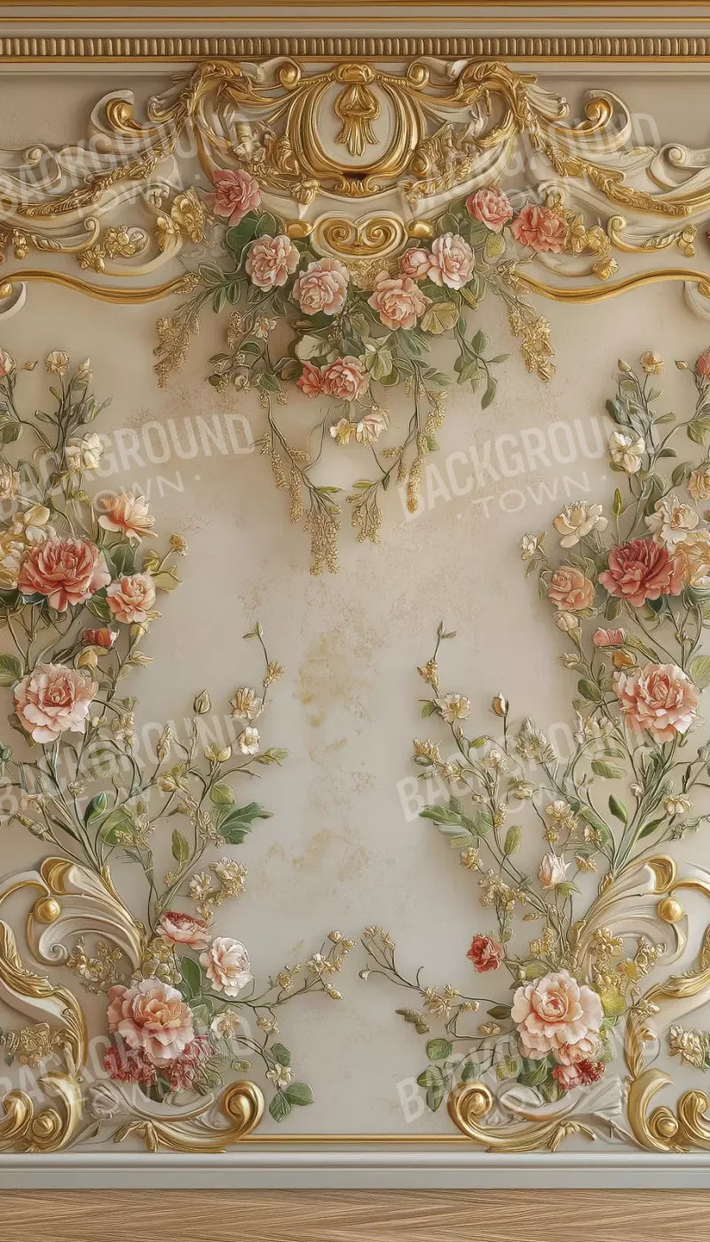 Flowers Climbing Gold Wall 8’X14’ Ultracloth (96 X 168 Inch) Backdrop