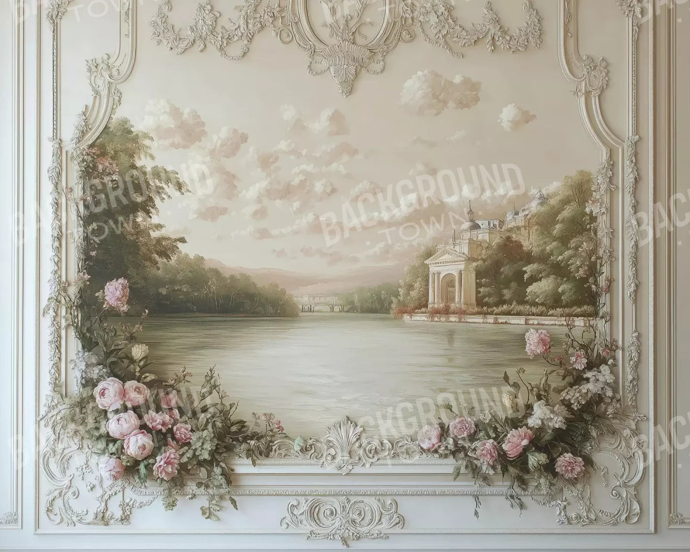 Flowers Spilling Over White Ledge 10’X8’ Fleece (120 X 96 Inch) Backdrop