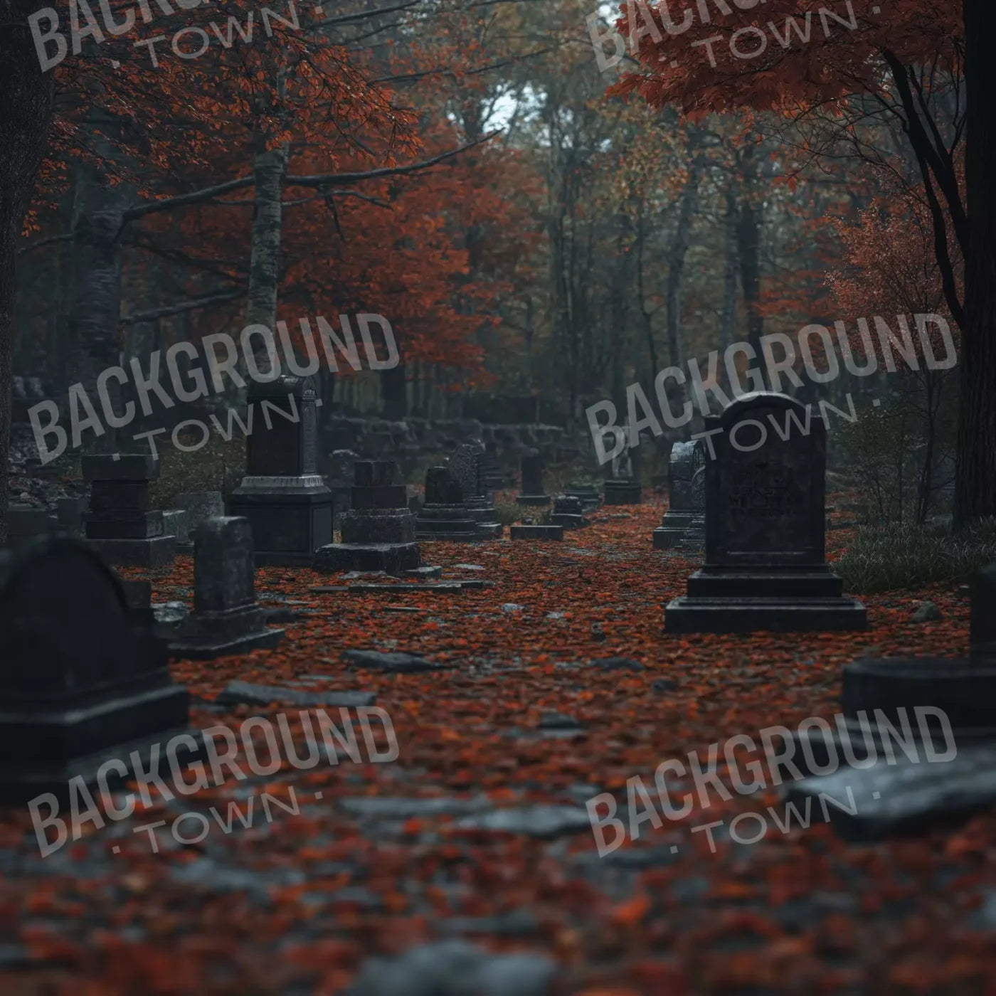 Foggy Fall Cemetary 10’X10’ Ultracloth (120 X Inch) Backdrop