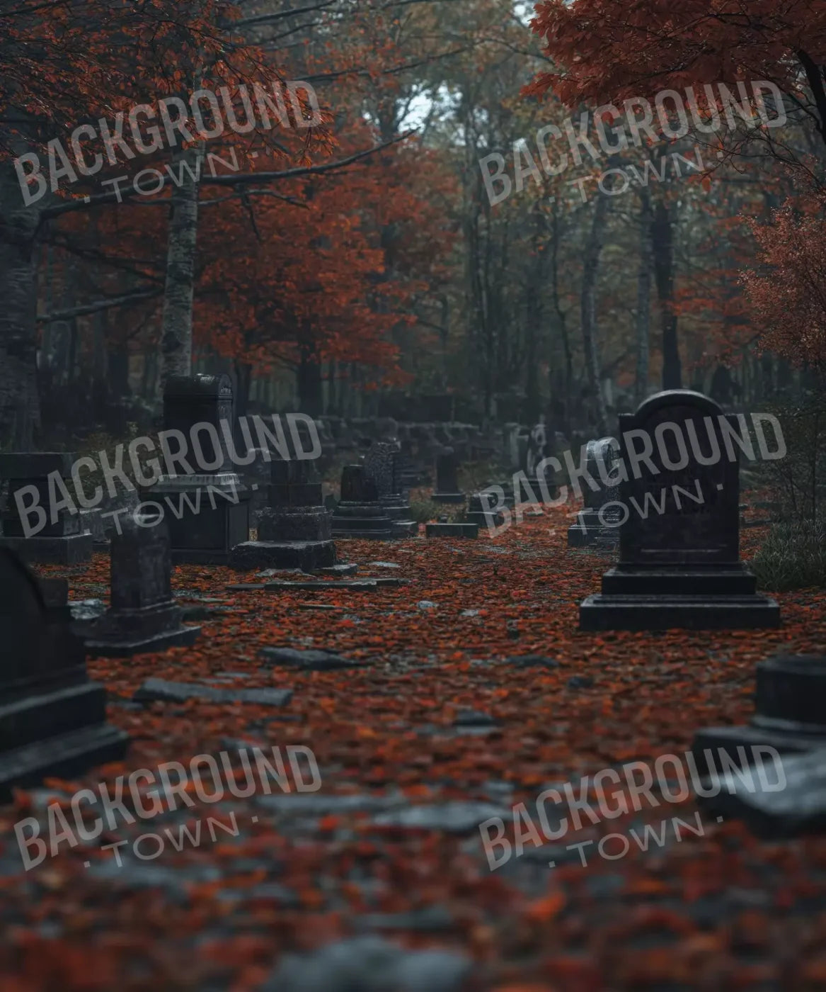 Foggy Fall Cemetary 10’X12’ Ultracloth (120 X 144 Inch) Backdrop