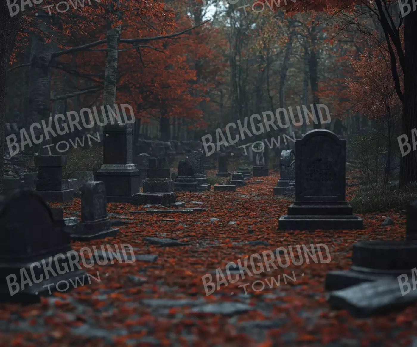 Foggy Fall Cemetary 12’X10’ Ultracloth (144 X 120 Inch) Backdrop