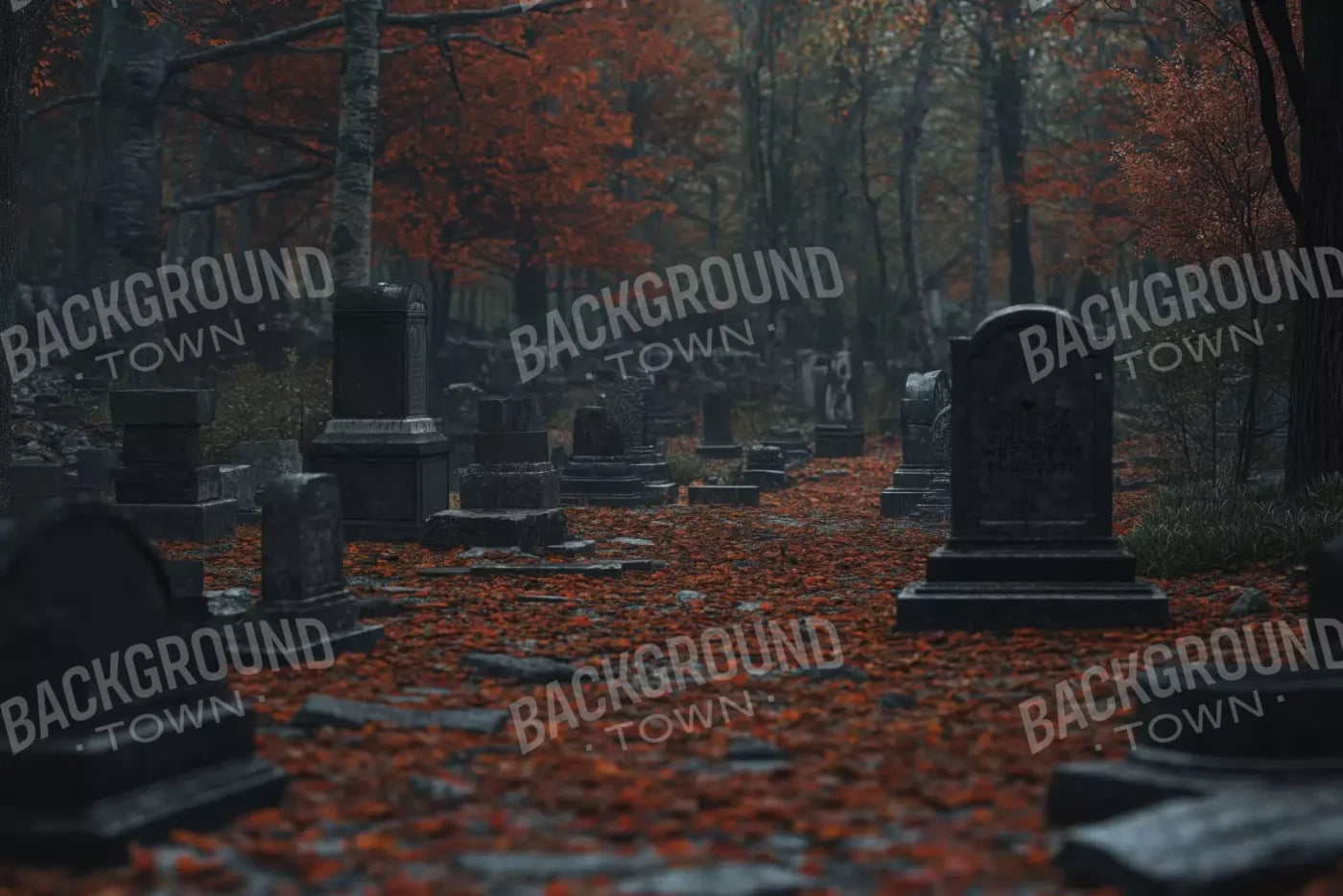 Foggy Fall Cemetary 12’X8’ Ultracloth (144 X 96 Inch) Backdrop