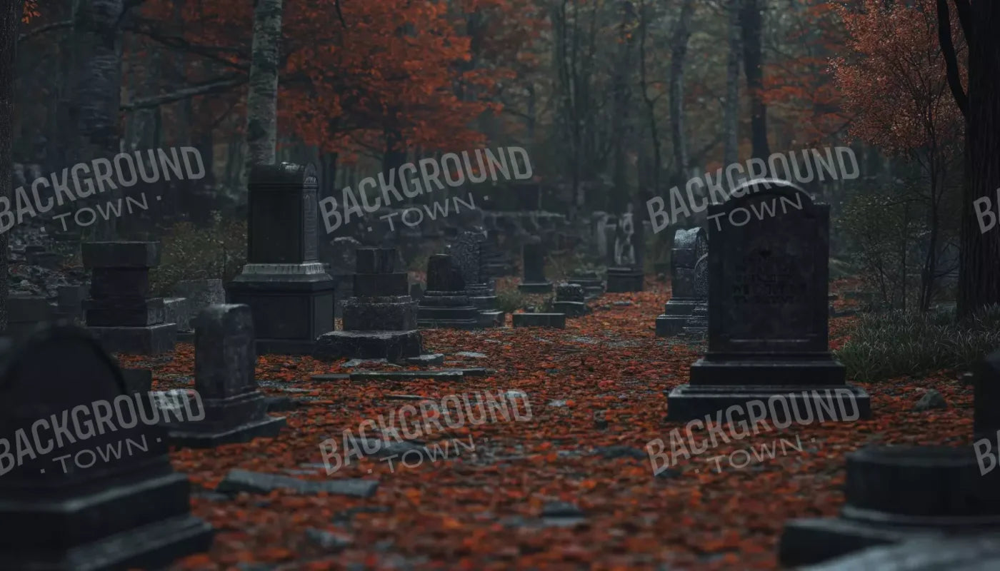 Foggy Fall Cemetary 14’X8’ Ultracloth (168 X 96 Inch) Backdrop