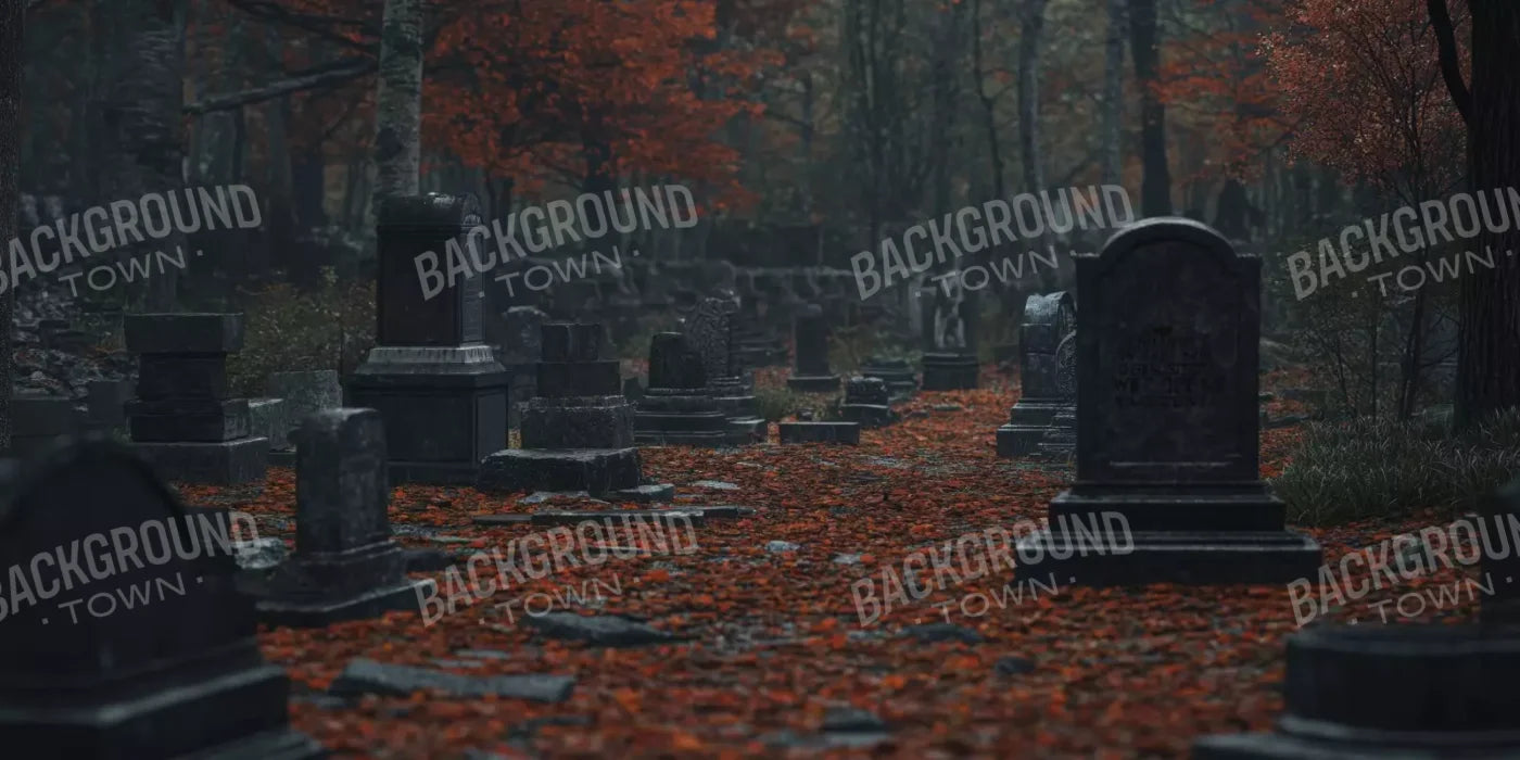 Foggy Fall Cemetary 20’X10’ Ultracloth (240 X 120 Inch) Backdrop
