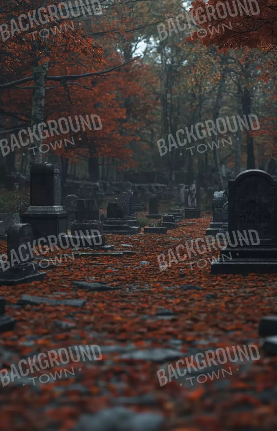 Foggy Fall Cemetary 9’X14’ Ultracloth (108 X 168 Inch) Backdrop