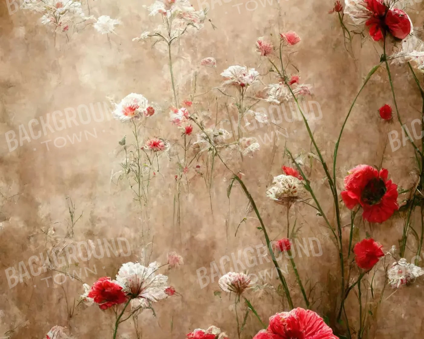 Foggy Flower Field 10’X8’ Fleece (120 X 96 Inch) Backdrop