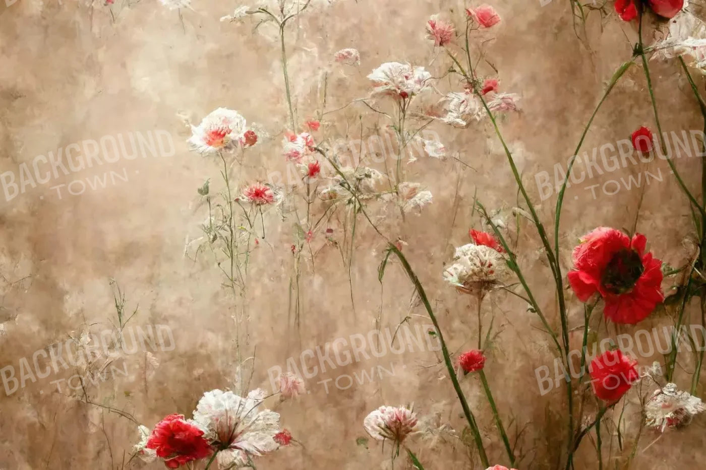 Foggy Flower Field 12’X8’ Ultracloth (144 X 96 Inch) Backdrop