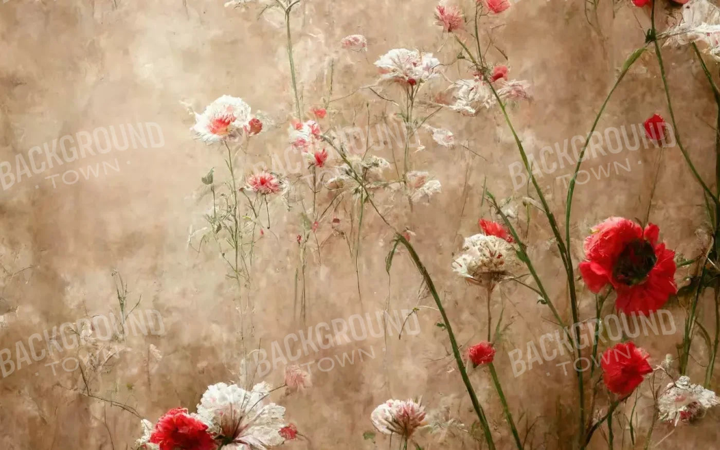 Foggy Flower Field 16’X10’ Ultracloth (192 X 120 Inch) Backdrop