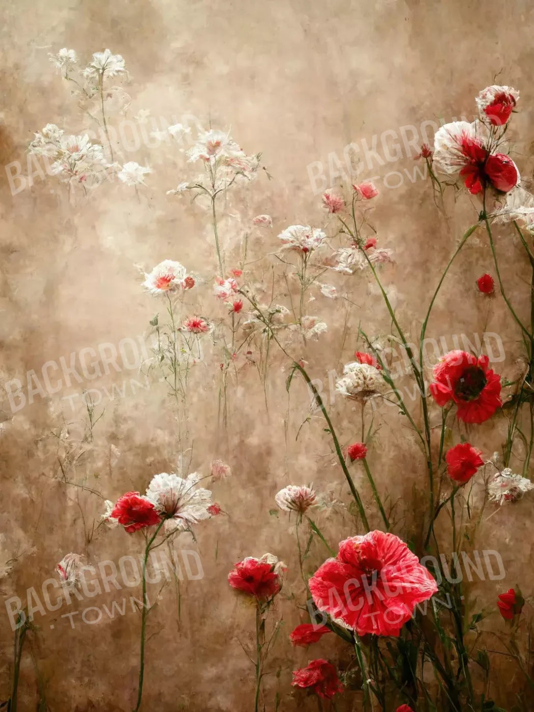 Foggy Flower Field 6’X8’ Fleece (72 X 96 Inch) Backdrop