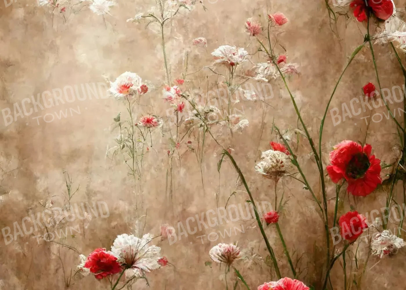 Foggy Flower Field 7’X5’ Ultracloth (84 X 60 Inch) Backdrop