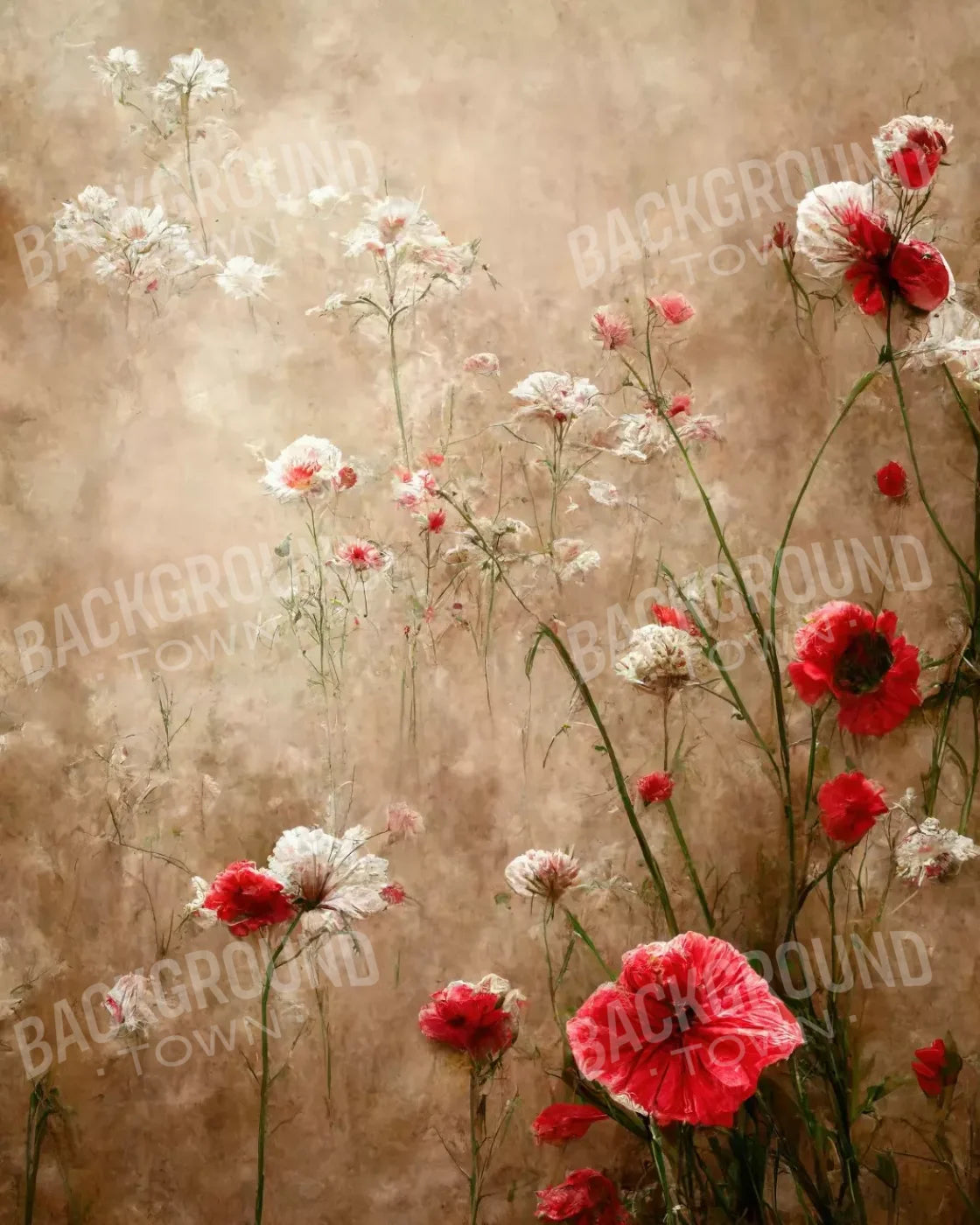 Foggy Flower Field 8’X10’ Fleece (96 X 120 Inch) Backdrop