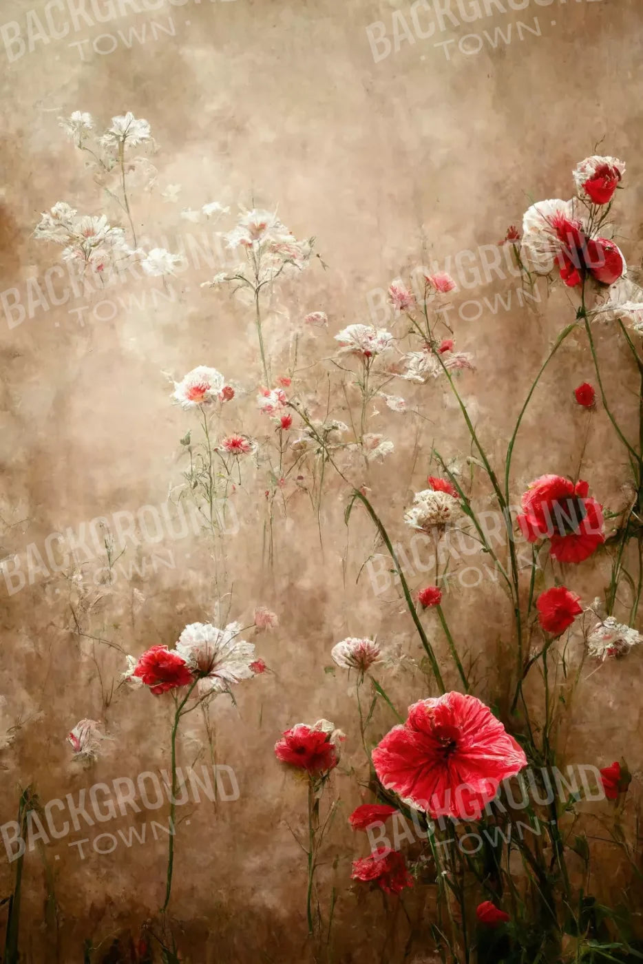 Foggy Flower Field 8’X12’ Ultracloth (96 X 144 Inch) Backdrop