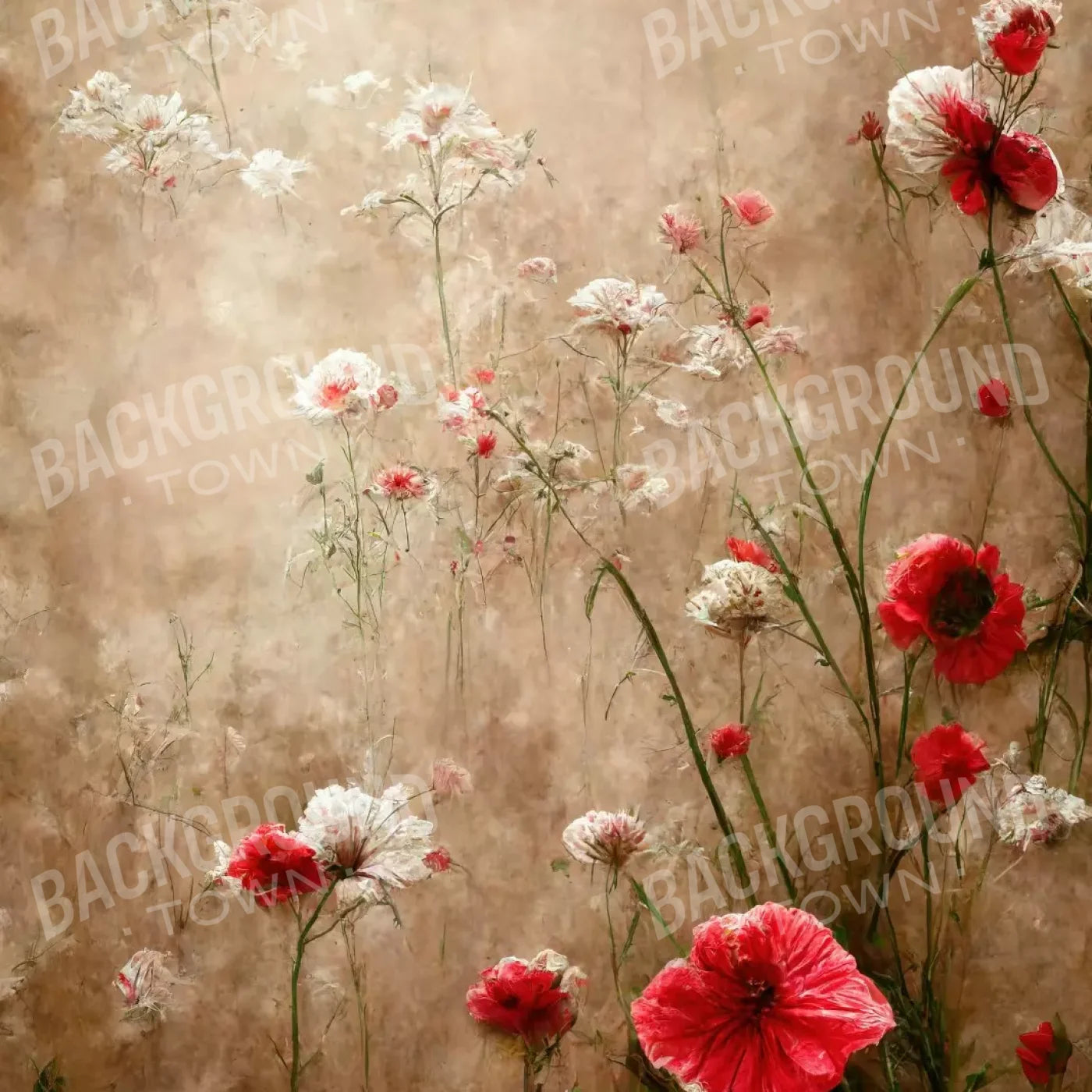 Foggy Flower Field 8’X8’ Fleece (96 X Inch) Backdrop