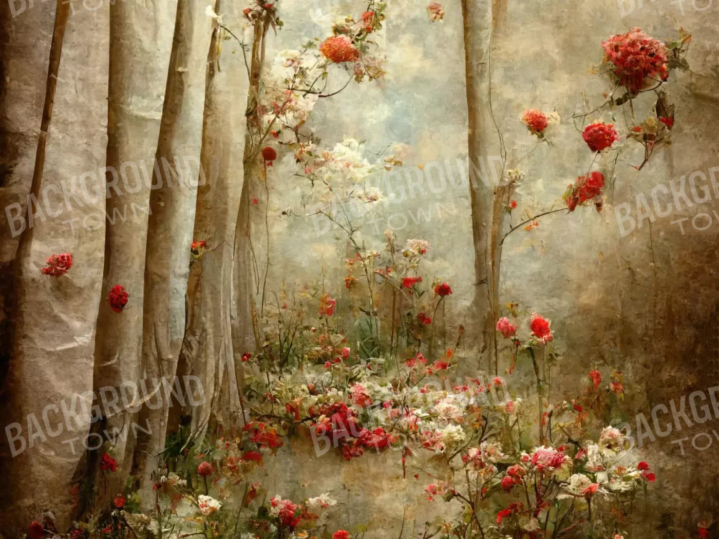 Forest Of Poppys 68X5 Fleece ( 80 X 60 Inch ) Backdrop